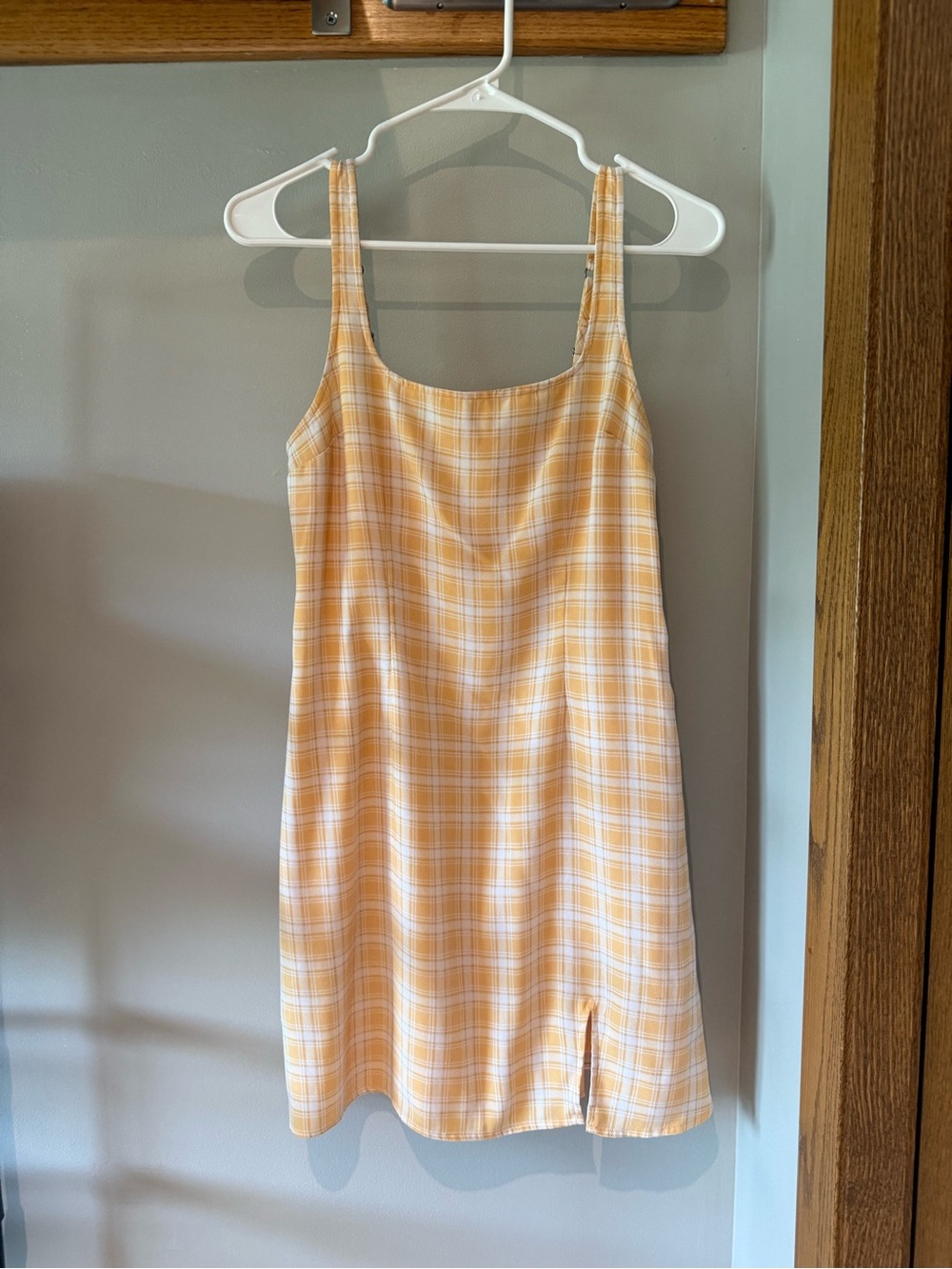 Hollister Yellow Plaid Smocked Slip Dress